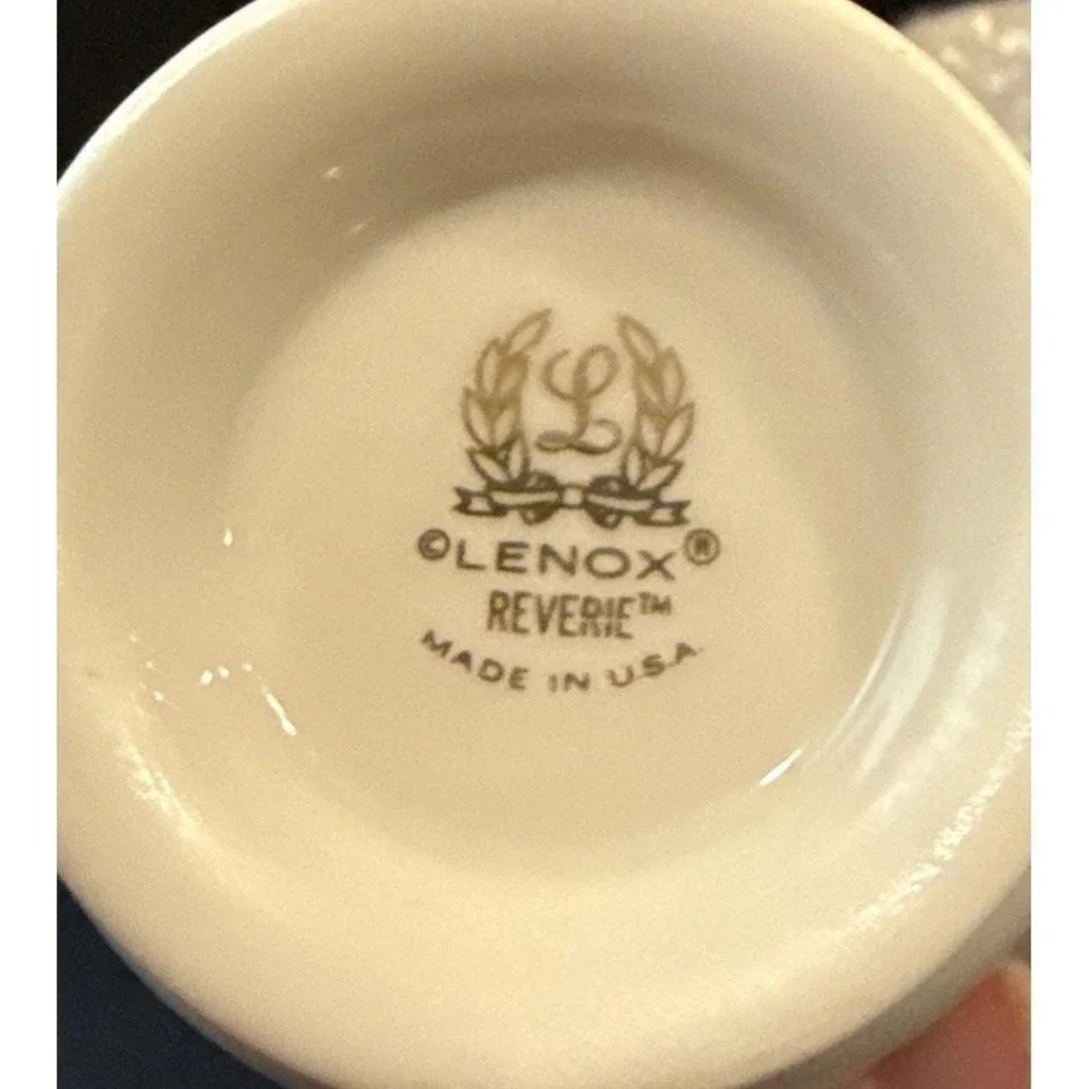 Lenox Reverie Platinum Tea Cups Teacup Saucers‎ Set Of 5 USA Vintage Floral